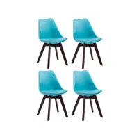clp lot de 4 chaises de salle à manger borneo v2 en similicuir , bleu/noyer