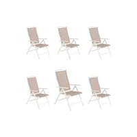 pack de 6 fauteuils outdoor blancs positions,positions inclinables,aluminium d41570582