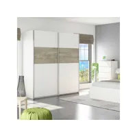 armoire 2 portes coulissantes blanc-chêne - copila - l 180 x l 60 x h 200 cm