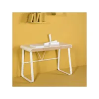 bureau 3 tiroirs blanc - effet chêne 110 cm - aya
