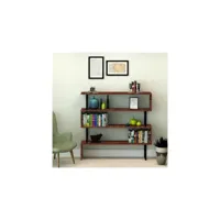 homemania bibliothèque sirio - noyer, noir -145 x 34 x 120 cm