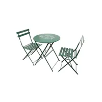 paris prix - table de jardin & 2 chaises little market 71cm vert