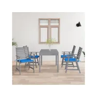 lot de 4 chaises avec coussins  chaises de salle à manger de jardin chaises à dîner  acacia massif meuble pro frco59572