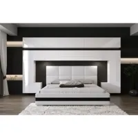 tête de lit avec rangement armoire - pont de lit panama 5/hg/w/2-1a blanc/blanc brillant 323x214x35cm vivadiscount-8769