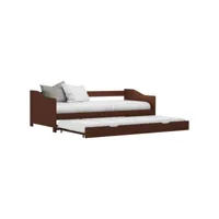 lit adulte  cadre de lit  facile à monter pour adultes, adolescents, enfants extensible marron foncé bois de pin 90x200 cm ves189532