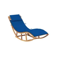 transat chaise longue bain de soleil lit de jardin terrasse meuble d'extérieur à bascule avec coussin bois de teck solide helloshop26 02_0012950