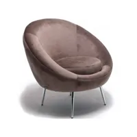 fauteuil en tissu velours marron - pavel - l 79.5 x l 75 x h 78 cm