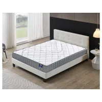 lit avec tête de lit + matelas 160x200cm latex naturel épaisseur 22cm + lit avec tête de lit et sommier à lattes