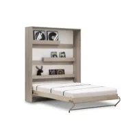 lit escamotable vertical 140x200 cm nebraska avec sommier et étagères intégrés - gamme classic
