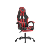 vidaxl chaise de jeu pivotante et repose-pied noir et rouge similicuir