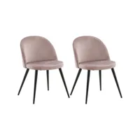 chaise en velours avec pieds en acier velvet (lot de 2) rose