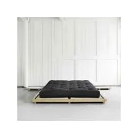 ensemble lit futon style japonais naturel   matelas futon noir 160x200