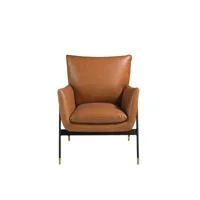 fauteuil pivotant tapissé de cuir brun