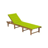 chaise longue pliable avec coussin bois d'acacia solide 4
