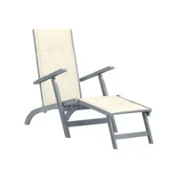 chaise de terrasse avec repose-pied et coussin acacia solide 16