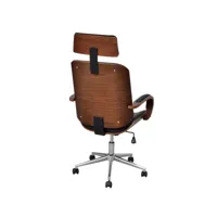 vidaxl chaise de bureau avec appuie-tête bois cintré similicuir 241686