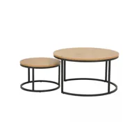 tables basses rondes gigognes en bois et métal  spirale