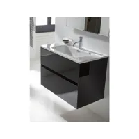 meuble de salle de bain coloris noir avec vasque moulée en céramique - longueur 80 x profondeur 46 x hauteur 56 cm