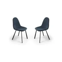 chaise de cuisine tissu bleu - capitonnée pamela 2 chaises