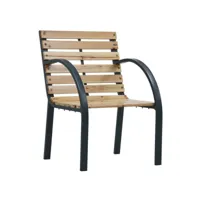 chaise de jardin bois massif clair et métal dinma - lot de 2