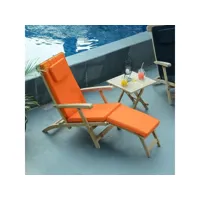 matelas orange pour chaise longue
