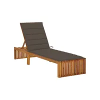 transat chaise longue bain de soleil lit de jardin terrasse meuble d'extérieur avec coussin bois d'acacia solide helloshop26 02_0012343