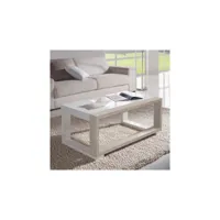 table basse relevable blanc-chêne clair - uptu - l 110 x l 60 x h 44-58 - neuf