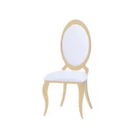chaise médaillon simili cuir et pieds métal doré effet miroir joliva - lot de 4-couleur blanc