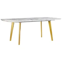 table à manger extensible effet marbre blanc et doré 160200 x 90 cm mosby 247541