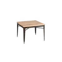table de repas carrée acier-bois recyclé m - chalerston - l 100 x l 100 x h 76 cm - neuf
