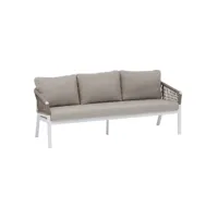 canapé de jardin en aluminium oriengo - 3 places - taupe et blanc