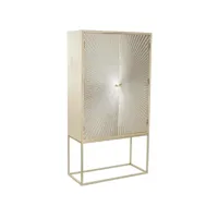 armoire de rangement en bois d'acacia avec pied en métal doré - longueur 90 x profondeur 40 x hauteur 170 cm