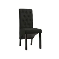 chaise capitonnée tissu noir et pieds bois noir neta - lot de 2