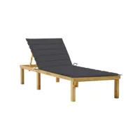 transat chaise longue bain de soleil lit de jardin terrasse meuble d'extérieur avec coussin anthracite bois de pin imprégné helloshop26 02_0012282
