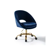 chaise de bureau pivotante fauteuil de bureau en velours confortable siège ergonomique d' ordinateur réglable en hauteur & coussin pour bureau à domicile, navy