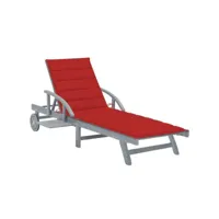 transat chaise longue bain de soleil lit de jardin terrasse meuble d'extérieur avec coussin bois d'acacia solide helloshop26 02_0012366