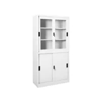 vidaxl armoire de bureau et porte coulissante blanc 90x40x180 cm acier