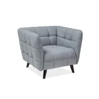 fauteuil design carré capitonné velours gris compi 629