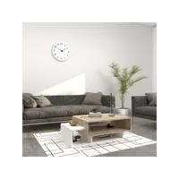 homemania horloge de wall - bas - avec étagères - de la salle de séjour, salon - blanc, sonoma en bois, 100 x 60 x 35 cm hio8681847176237