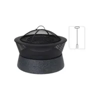 poêle de jardin, brasero, bol à feu avec grille rond 54,5x54,5x38 cm noir owr5500 meuble pro