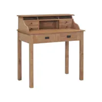 bureau table meuble travail informatique 100 cm bois de teck massif helloshop26 0502117