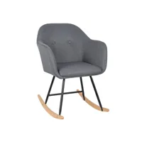 fauteuil à bascule en lin.chaise à bascule.fauteuil de relaxation en acier+patin en bois.gris foncé