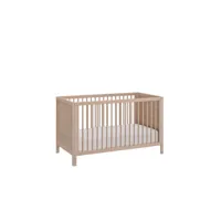 lit bébé à barreaux en bois imitation chêne clair 70x140 avec pans 140 cm - lt5050-2