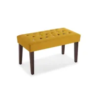 versa botones banquette tabouret banc chaise longue pour le salon chambre bureau, coloré, dimensions (h x l x l) 43 x 40 x 80 cm, coton et bois, couleur: jaune 19501415