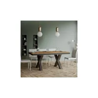 table extensible 6 à 18 places l 160 à 420cm bois clair et cadre métal gris foncé tsara
