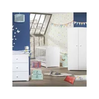 chambre complète bébé avec lit 120x60cm, commode à langer et armoire 2 portes 1p375