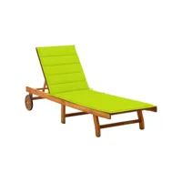 chaise longue de jardin avec coussin bois d'acacia solide 14