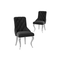 shanna - lot de 2 chaises en velours noir pieds argentés shanna-arg-noi