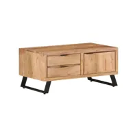 table basse table de salon  bout de canapé 90x50x40 cm bois d'acacia solide avec bord naturel meuble pro frco81211