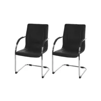 2x chaise de salle à manger samara, chaise cantilever, chaise de cuisine avec dossier, pvc acier ~ noir